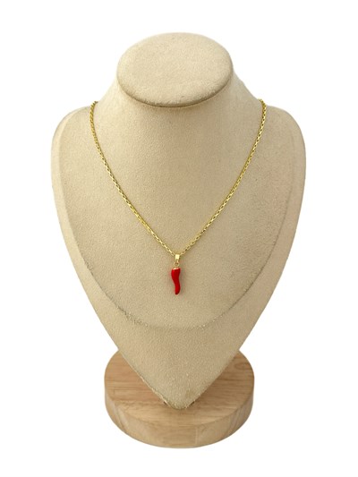 Özel Seri İnce Zincirde Biber Kolye (51 Cm)