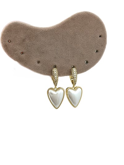 Özel Seri İnci Kalp Sallantılı Zirkon Taşlı Oval Halka Küpe