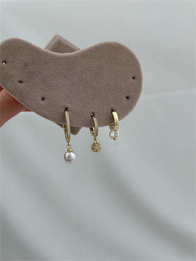 Özel Seri İncili Ve Zirkon Taşlı Topçuk Model Set Küpe