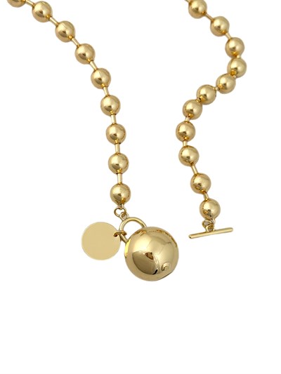 Özel Seri İri Topçuk Uç Topçuk Sıralı Dümen Kilit Kolye (49 Cm)