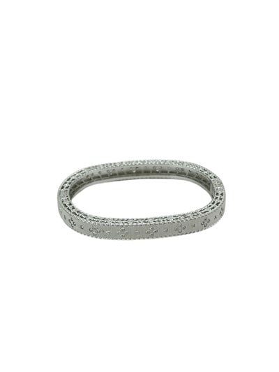 Özel Seri İşleme Plaka Zirkon Taşlı Marka Model Kelepçe Bileklik (İç Çap:5.7 Cm)