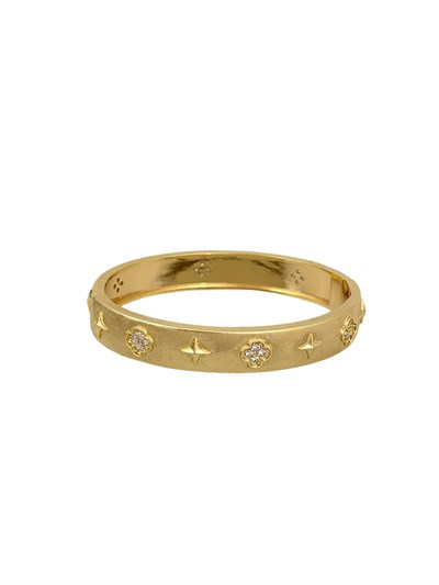 Özel Seri İşleme Plaka Zirkon Taşlı Marka Model Yonca Figür Bileklik (İç Çap:5.7 Cm)