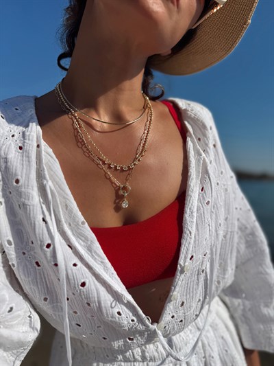 Özel Seri İşlemeli Tel Choker Kolye Kombini