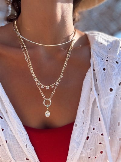 Özel Seri İşlemeli Tel Choker Kolye Kombini
