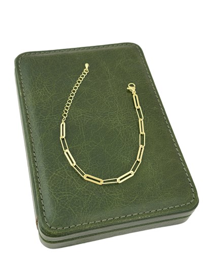 Özel Seri İşlemeli ve Düz Uzun Oval Halka Geçmeli Zincir Bileklik ( 21 Cm )