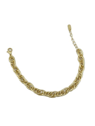 Özel Seri İşlemeli ve Plaka Oval Halka Zincir Bileklik ( 20 Cm )