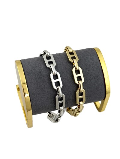 Özel Seri Kalın Halka Geçmeli Tasarım Zincir Görünüm Bileklik ( 22 Cm )