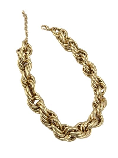 Özel Seri Kalın Halka Geçmeli Tasarım Burgu Zincir Kolye ( 48 Cm )