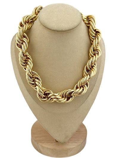 Özel Seri Kalın Halka Geçmeli Tasarım Burgu Zincir Kolye ( 48 Cm )