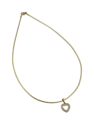 Özel Seri Kalp Figür Zirkon Taş Detay Tel Choker Kolye ( 42 Cm )