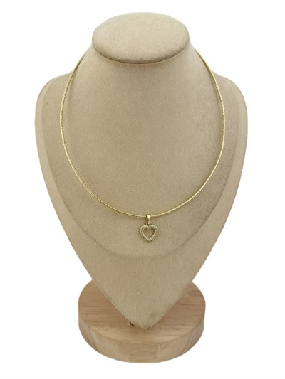 Özel Seri Kalp Figür Zirkon Taş Detay Tel Choker Kolye ( 42 Cm )
