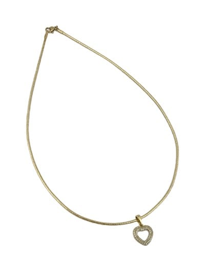 Özel Seri Kalp Figür Zirkon Taş Detay Tel Choker Kolye ( 42 Cm )