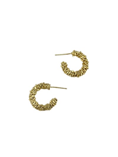 Özel Seri Kare Plaka Asimetrik Sıralı Halka Küpe ( Küçük Boy )