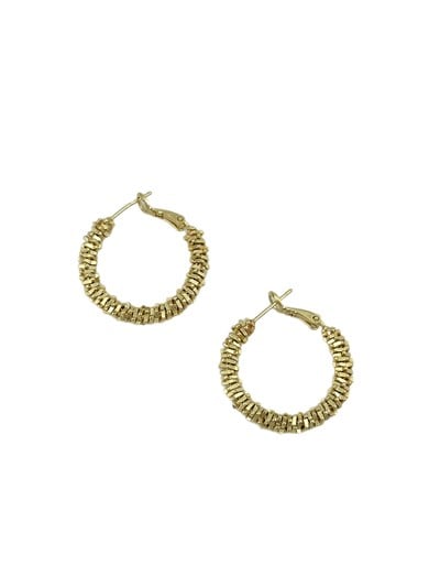 Özel Seri Kare Plaka Asimetrik Sıralı Halka Küpe ( İç Çap : 2 Cm )