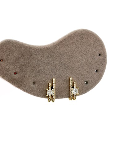 Özel Seri Kare Zirkon Taşlı İkili Görünüm Kıvrımlı Küpe