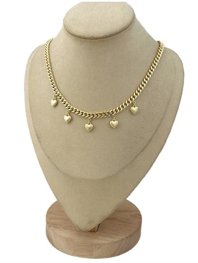 Özel Seri Klasik Zincirde Lazer Kesim Bombeli Kalp Figür Kolye (44 Cm)