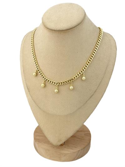 Özel Seri Klasik Zincirde Lazer Kesim Topçuk Sallantılı Kolye (44 Cm)