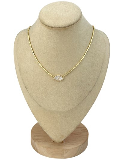 Özel Seri Küp Plaka Sıralı Sedefli Göz Figür Kolye (46 Cm)