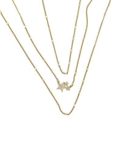 Özel Seri Kuzey Yıldız Detay Ezme Zincir Üçlü Görünüm Kolye (46 Cm)
