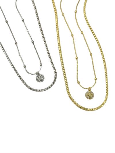 Özel Seri Kuzey Yıldız Uç Sallantılı S kıvrım Zincir İkili Görünüm Kolye (56 Cm)