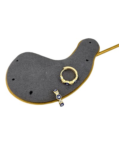 Özel Seri Lacivert Nazar Detay Daire Zirkon Taşlı Halka Küpe (İç Çap:1.2 Cm)