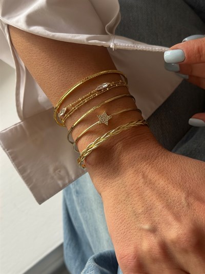 Özel Seri Lazer Kesim Desenli Ajda Model Kelepçe Bileklik Kombini