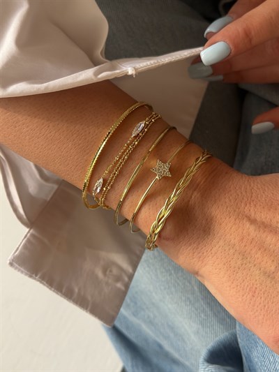 Özel Seri Lazer Kesim Desenli Ajda Model Kelepçe Bileklik Kombini