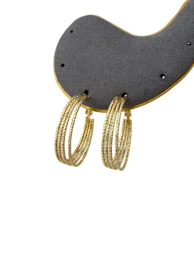 Özel Seri Lazer Kesim Detay Çoklu Tel Görünüm Halka Küpe (İç Çap:3.6 Cm)