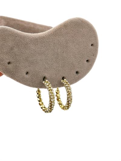 Özel Seri Lazer Kesim Dorika ve Zirkon Taşlı Biye Sıralı Halka Küpe (İç Çap:1.8 Cm)