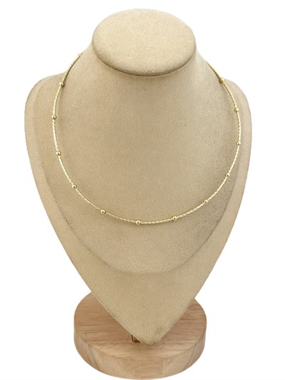 Özel Seri Lazer Kesim İşlemeli ve Topçuk Detay Tel Choker Kolye ( 43 Cm )
