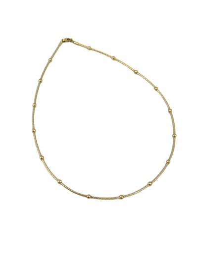 Özel Seri Lazer Kesim İşlemeli ve Topçuk Detay Tel Choker Kolye ( 43 Cm )