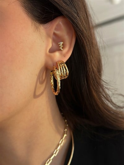 Özel Seri Lazer Kesim İşlemeli Vintage Çoklu Halka Küpe Kombini