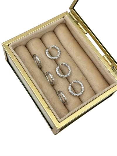 Özel Seri Lazer Kesim Model Min Gümüş Altılı Halka Set Küpe