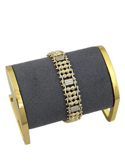 Özel Seri Lazer Kesim Topçuklu Zirkon Taşlı Tasarım Bileklik ( 19 Cm )