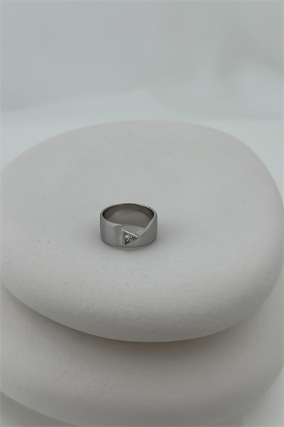 Özel Seri Mat Plaka Üzeri Zirkon Taş Detay Yüzük (S-M Uyumludur)