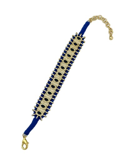 Özel Seri Mavi Örme İpli Lacivert Taş Detay Zirkon Taşlı Tasarım Bileklik ( 22 Cm )