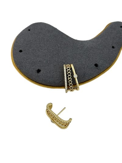 Özel Seri Mini İçi Boş Kalp Sıralı Üçlü Görünüm Kıvrımlı Küpe