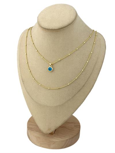 Özel Seri Nazar Detay İkili Zincir Kolye (50 Cm)