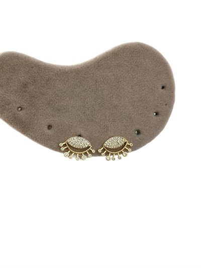 Özel Seri Nokta Taş Detay Zirkon Taşlı Göz Küpe