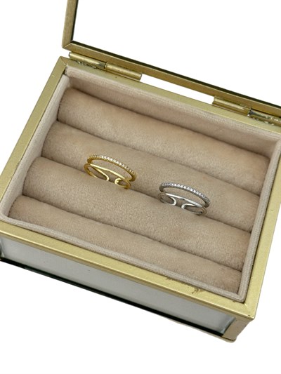 Özel Seri Nokta Taşlı Plaka İkili Görünüm Ayarlanabilir Yüzük