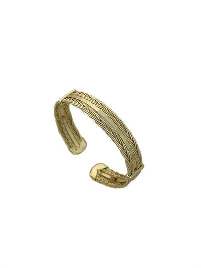 Özel Seri Örgü Detay Düz Plaka Şerit Geçmeli Kelepçe Bileklik