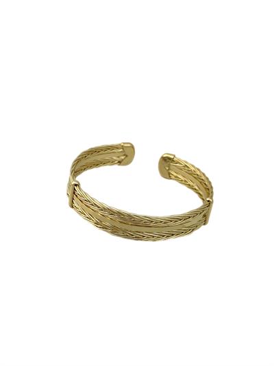 Özel Seri Örgü Detay Düz Plaka Şerit Geçmeli Kelepçe Bileklik