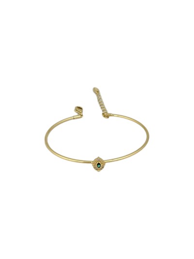 Özel Seri Oval Figür İçi Yeşil Taş Detay Kelepçe Bileklik