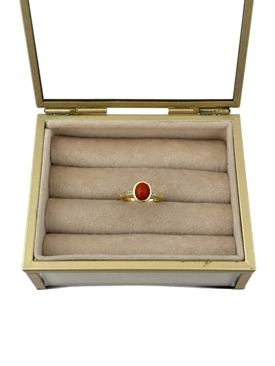 Özel Seri Oval Kiremit Renk Taşlı Zirkon Taş Detay Ayarlanabilir Yüzük