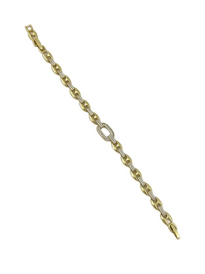 Özel Seri Oval Model Zirkon Taşlı İç İçe Geçmeli Bileklik ( 20 Cm )