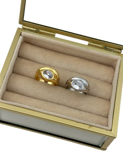 Özel Seri Oval Zirkon Taş Detay Tasarım Plaka Yüzük