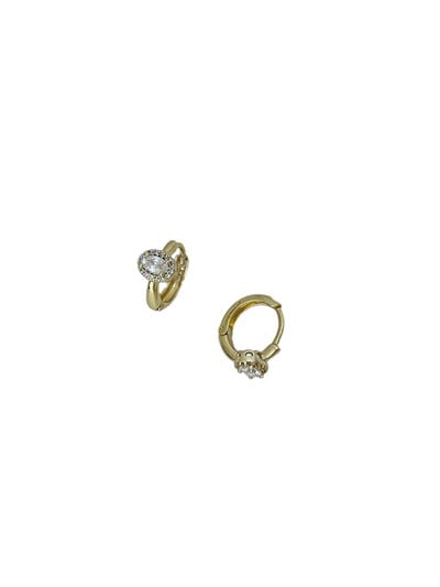 Özel Seri Oval Zirkon Taşlı Halka Küpe ( İç Çap : 1 Cm )