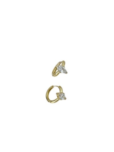 Özel Seri Oval Zirkon Taşlı Tasarım Halka Küpe ( İç Çap : 1.2 Cm )