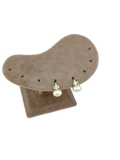 Özel Seri Oval Zirkon ve İnci Detay Halka Küpe ( İç Çap : 1 Cm )