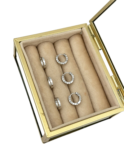 Özel Seri Petek Model Mini Gümüş Altılı Halka Set Küpe